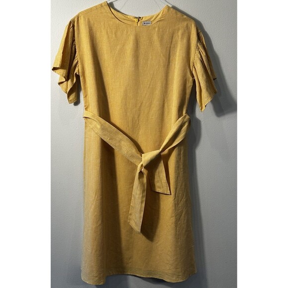 Cremieux Womens Yellow Gold Linen Blend Short Sleeve Summer Dress Size 2 - Picture 2 of 13